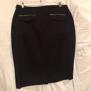 J. Crew navy pencil skirt with zip pocket detial